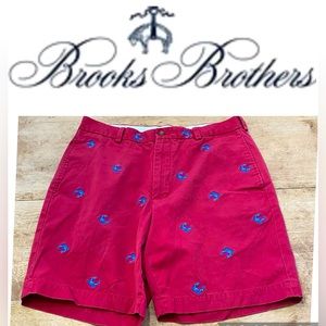 Brooks Brothers 346 Men’s Sz 34 Red Cotton‎ Embroidered Crab Bermuda Shorts